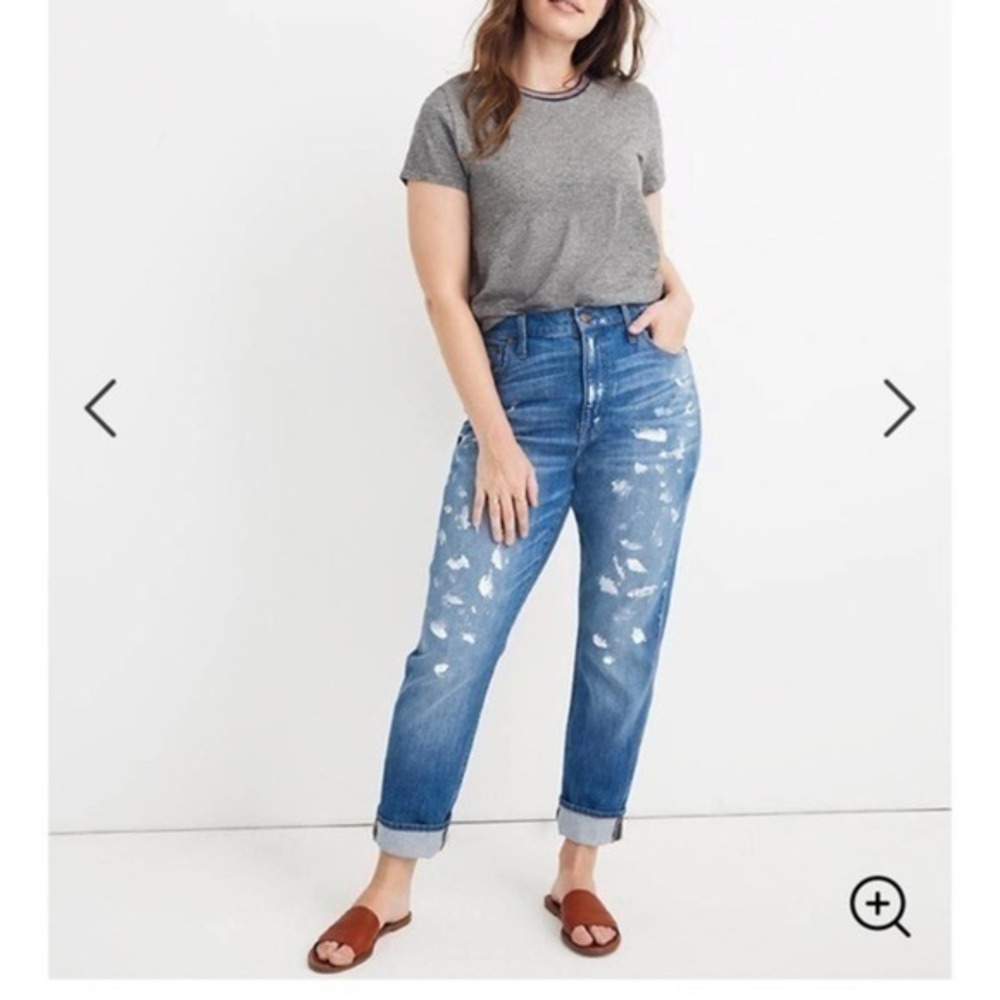madewell high rise slim boyfriend fit paint jeans​